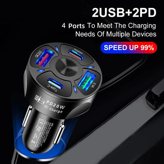 Dual USB C Car Charger Fast Charging